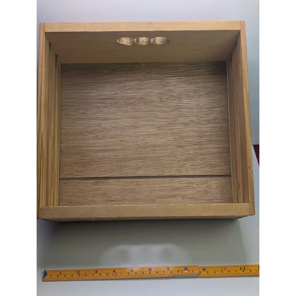 Rustic Wooden Storage Crate Box Slatted Sides Cutout Handles 12
